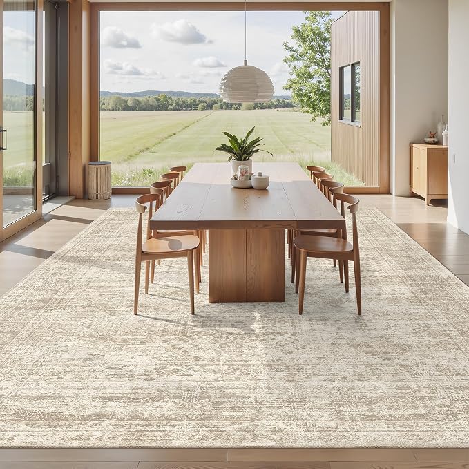 Soalmost Area Rug 10x12 Vintage Washable Living Room Large Carpet Non Slip - Image 8