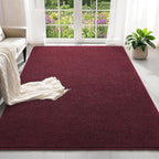 7x10 Feet Red Area Rugs for Bedroom, Indoor Washable Memory Foam Burgundy Rug - Image 2