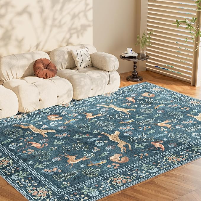 DUKINO 5x7 Rug, Washable Animal Living Room Rug - Image 9