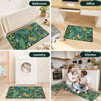 Dark Green Botanical Kitchen Rugs Set of 2 Plant Leaf Anti-Fatigue Kitchen Mat - Image 7