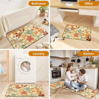 Orange Brown Botanical Kitchen Rugs Set of 2 Fall Maple Anti-Fatigue Kitchen - Image 7
