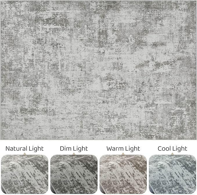 8x10 Area Rugs Living Room: Washable Large Abstract Neutral Modern Soft Rugs - Image 9