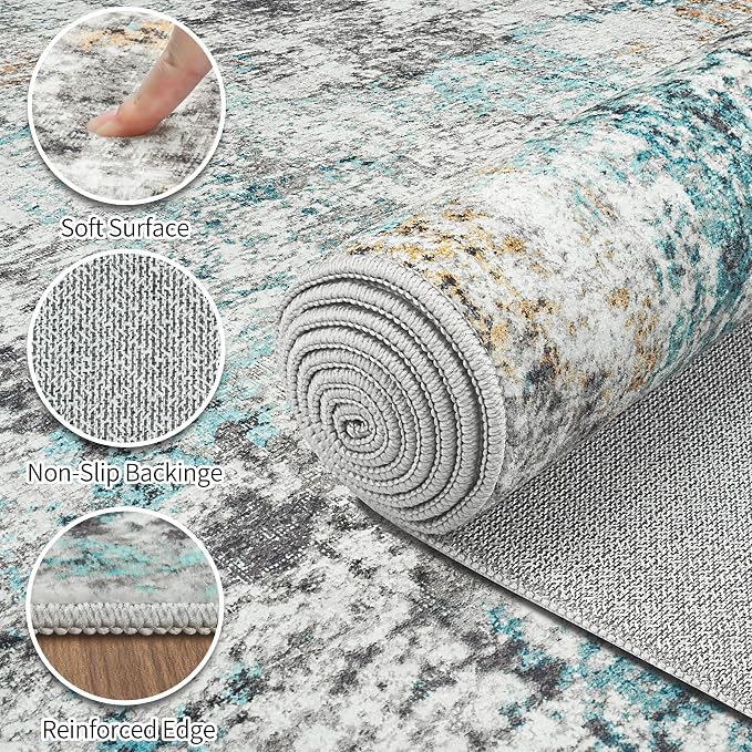 Area Rugs 5x7 Living Room: Large Soft Washable Rug Modern Abstract Anti-Skid - Image 8