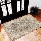 CHAMPLANT Area Rug 2'x3' Washable Door Mat Vintage Distressed Taupe Doormat by CHAMPLANT