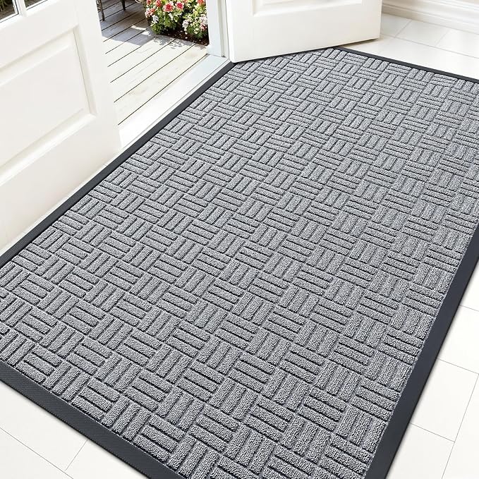 OLANLY Front Door Mat Outside Entrance 59x34, Heavy Duty Sturdy Natural Rubber by OLANLY