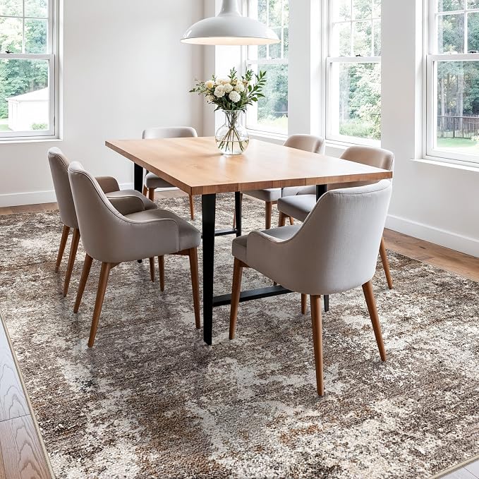 8x10 Washable Living Room Rug – Modern Neutral Abstract Large Area Rug - Image 9