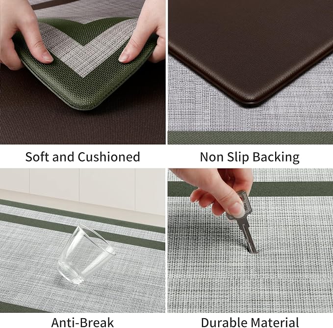 Mattitude Kitchen Mats Set of 2 Cushioned Rugs 0.47 inch Thick Anti-Fatigue Mats - Image 4