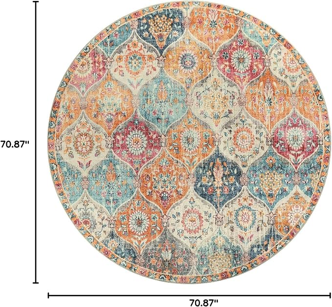 Lahome Moroccan Washable Round Area Rug, Soft Round Rugs 6ft Ultra-Thin Non-Slip - Image 2