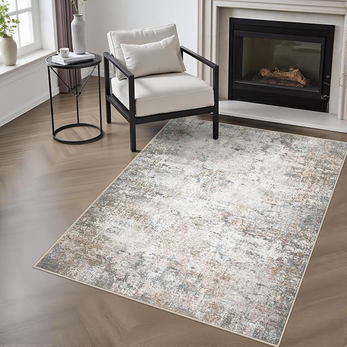 Washable Area Rug 3x5 Entryway Rug: Washable Modern Abstract Soft Thin Rug by FXRHLP