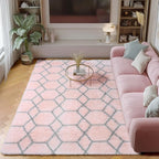 ONASAR 5x7 Area Rugs for Living Room Bedroom, Fluffy Pink and Grey Throw Rug by ONASAR