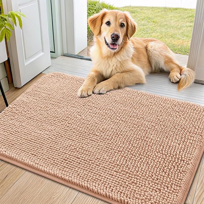Smiry Dog Door Mat for Muddy Paws 36x24, Absorbent Dirt Trapper, Non-Slip by Smiry