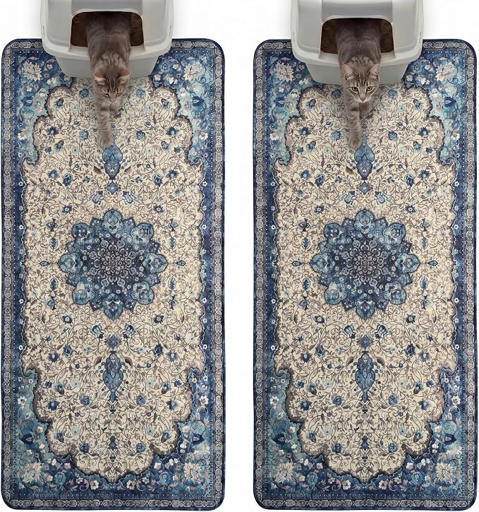 Hompet Cat Litter Mat 2 Pack, 24x60 Large Machine Washable Trapping Mats by Hompet