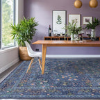 Washable Dark Blue Rug for Living Room - Image 6