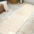 JONATHAN Y Moroccan Geometric Indoor Outdoor Runner Rug 2X8 Cream/Yellow - Image 3