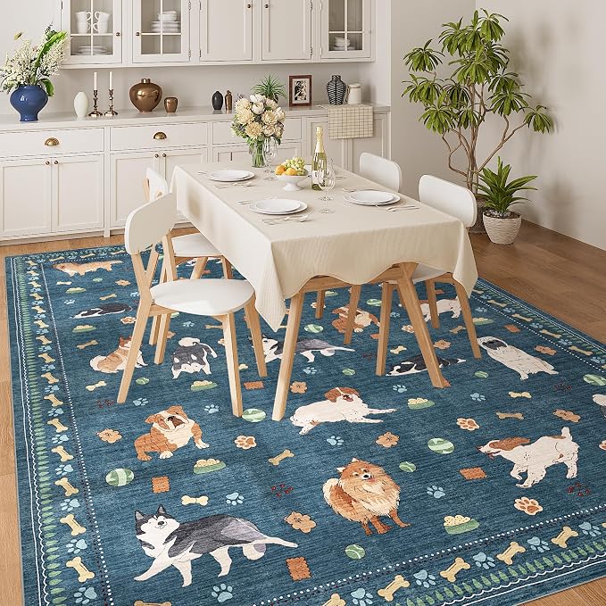 DUKINO 8x10 Area Rug, Non Slip Washable Animal Dog Rug - Image 3