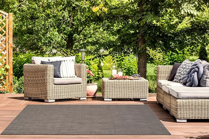 SAFAVIEH Courtyard Collection 5'3" x 7'7" Black/Beige CY8521 Indoor/ Outside - Image 7