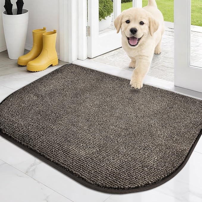 PURRUGS Dirt Trapping Door Mat Half Round 24" x 35.5", Non-Slip Machine by PURRUGS