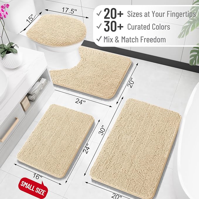 OLANLY Toilet Rugs U-Shaped 24x24, Extra Soft Absorbent Chenille Contour - Image 2