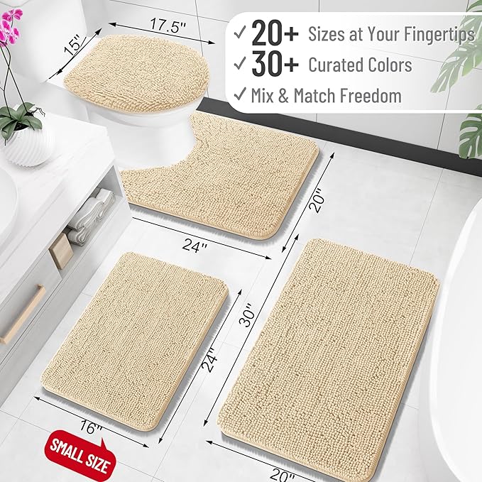 OLANLY Bathroom Rugs 32x20, Extra Soft Absorbent Chenille Bath Rugs, Rubber - Image 2