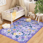 DUKINO 4x6 Area Rug, Lightweight Non Slip Washable Floral Rug, Indoor Low Pile by DUKINO