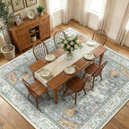 RELEANY Area Rugs Square 10ft Washable Non-Slip, Floral Vintage Distress by RELEANY
