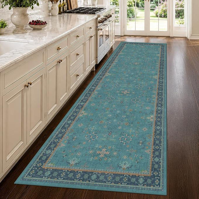Hazo Haus Teal 10ft Long Hallway Runner Rug - Image 3