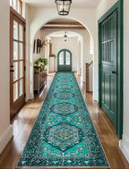 SERISSA Runner Rug for Hallways, Extra Long Boho Rug Ultra Soft Vintage Teal - Image 2