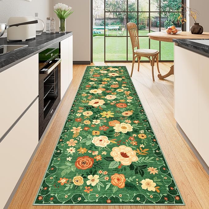DUKINO Runner Rug for Hallway, 2.6x10 Washable Floral Long Kitchen Rug - Image 5