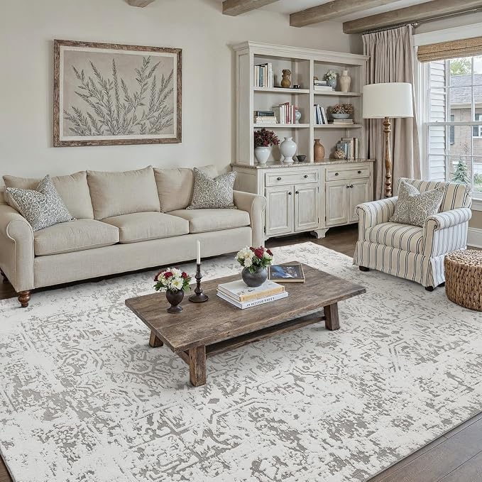 8x10 Fluffy Area Rug Grey Shag Neutral Carpet - Image 4