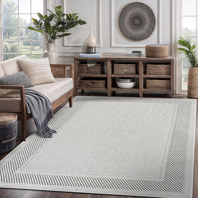 CAMILSON Easy Jute Rug 6x9, Indoor Outdoor Off-White Color Fiber Area Rugs - Image 4