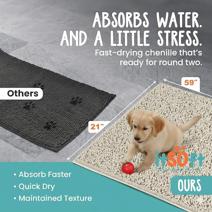Dog Rugs for Muddy Paws 59x21 | Cleaner Mud Free Floors | Muddy Dogs Mats for - Image 3