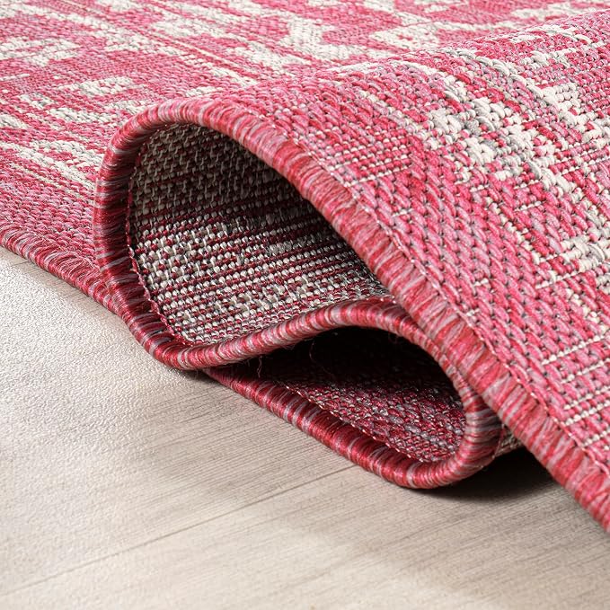 JONATHAN Y Boho Medallion Indoor Outdoor Area Rug 8X10 Fuchsia/Light Gray - Image 6