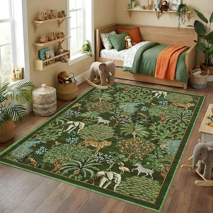 GarveeHome Jungle Animal Print Rug 4x6 Washable Area Rugs by GarveeHome