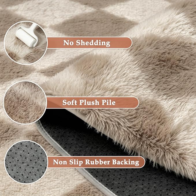 PureCozy Brown 5x7 Area Rug for Living Room Washable Non Slip Neutral Soft - Image 5