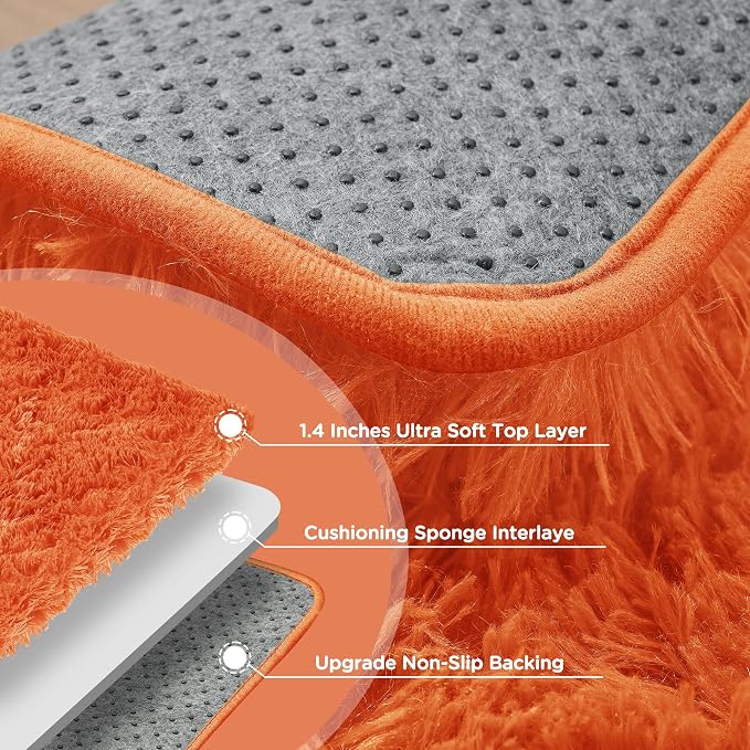 9x12 Orange Area Rugs for Living Room, Large Fluffy Shag Rug for Bedroom Nursery - Image 7