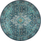 Moynesa Ultra-Thin Washable Round Rug - 4ft Oriental Circle Area Rugs - Image 8