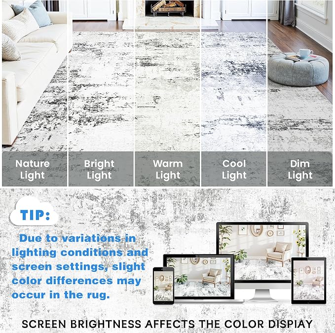 Area Rugs 6x9 Living Room: Large Modern Abstract Washable Rug Soft Anti-Skid - Image 9