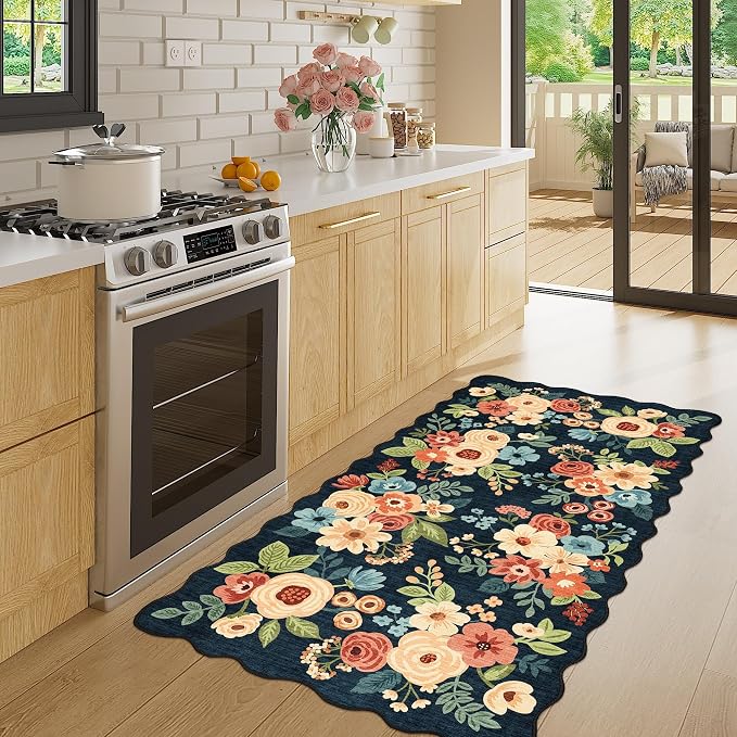 DUKINO 2x4 Washable Runner Rugs, Non Slip Floral Print Entryway Rug - Image 3