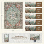 5x7 Area Rugs Living Room Rug: Washable Vintage Distressed Floral Rug No Slip - Image 2