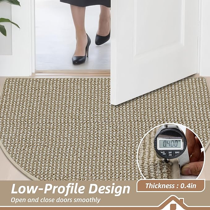 BEQHAUSE Dirt Trapper Door Mat 24" x 36" Half Circle Non-Slip Washable Doormats - Image 5