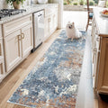 3x8 Washable Hallway Runner – Non-Slip Abstract Modern Neutral Wide Carpet by BYYVOORugsforYourHome