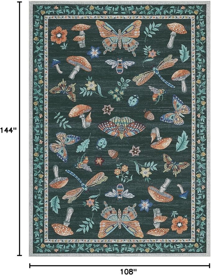 Mushroom 9x12 Rug for Living Room Non Slip Washable 9 x 12 Rug for Bedroom - Image 2