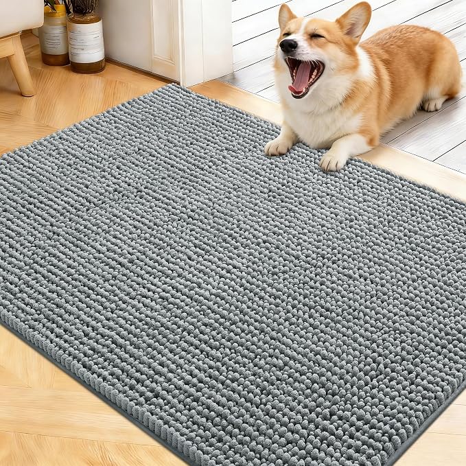 OLANLY Dog Door Mat for Muddy Paws 40x32, Ultra Absorbent Chenille Mud Doormat by OLANLY