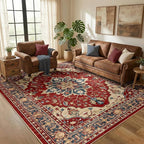 RELEANY Area Rugs 5'x8' Washable Non-Slip, Floral Vintage Distress Medallion - Image 2