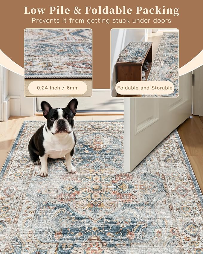 Madane Runner Rug 2'6''x8' Kitchen Runner, Hallway Runner Printed Vintage - Image 9