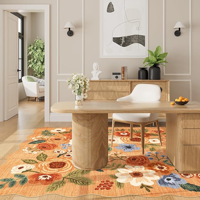 DUKINO 4x6 Area Rug, Floral Non-Slip Indoor Washable Rug - Image 7