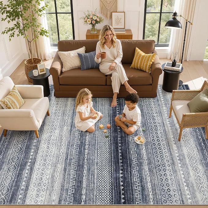 6x8 Area Rugs Living Room: Washable Boho Large Neutral Soft Rug Modern Stain - Image 8