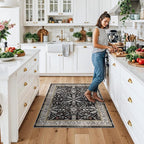 3x4 Entryway Rug Washable Non-Slip–Boho Floral Stain-Resistant Small Area Rug - Image 3