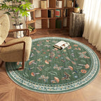 Mushroom Insect 4ft Round Rug Washable Non-Slip Soft Ultra-Thin Small Boho by ROYHOME