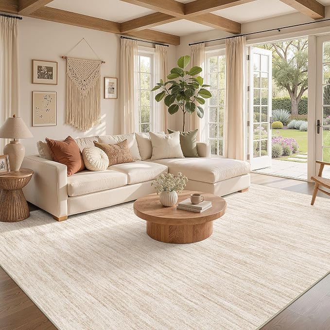 Nakagishi 10X12 Area Rugs Living Room: Washable Large Vintage Rug Neutral - Image 2